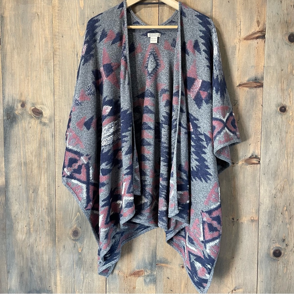 Lucky Brand Open Front Waterfall Aztec
Poncho Wrap Shawl Sweater